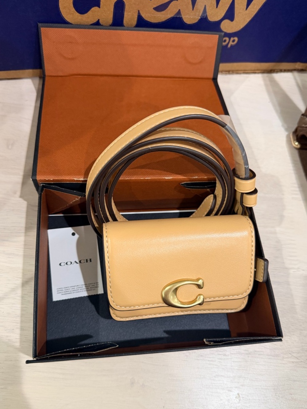 Coach Small Leather Crossbody Bag in Beige-Tan